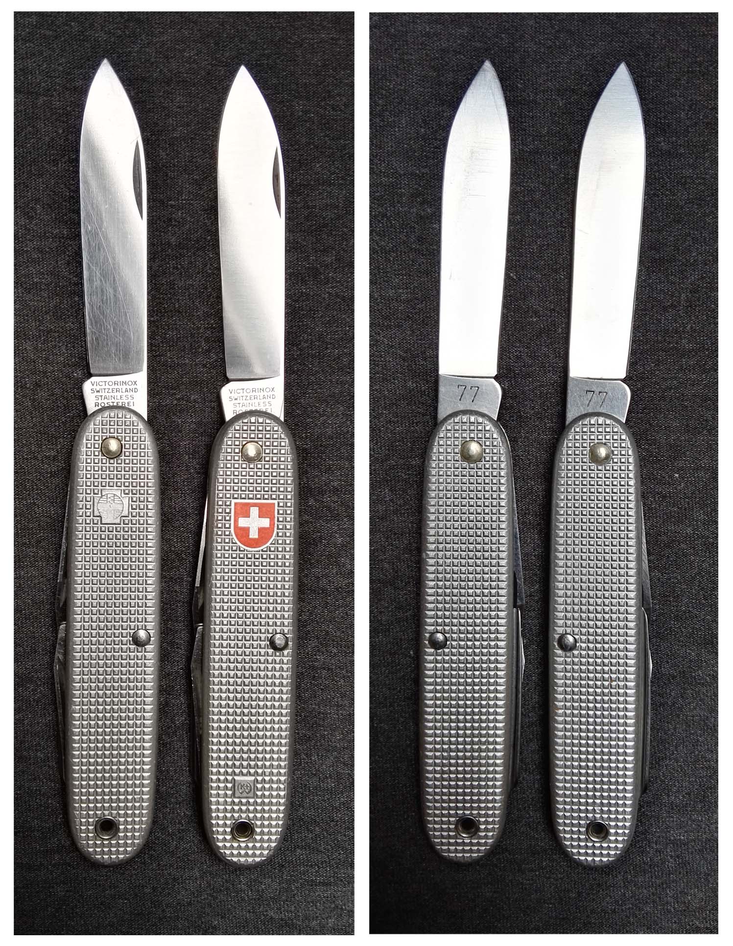 Fig. 16. Two 1977 knives with different WK marks