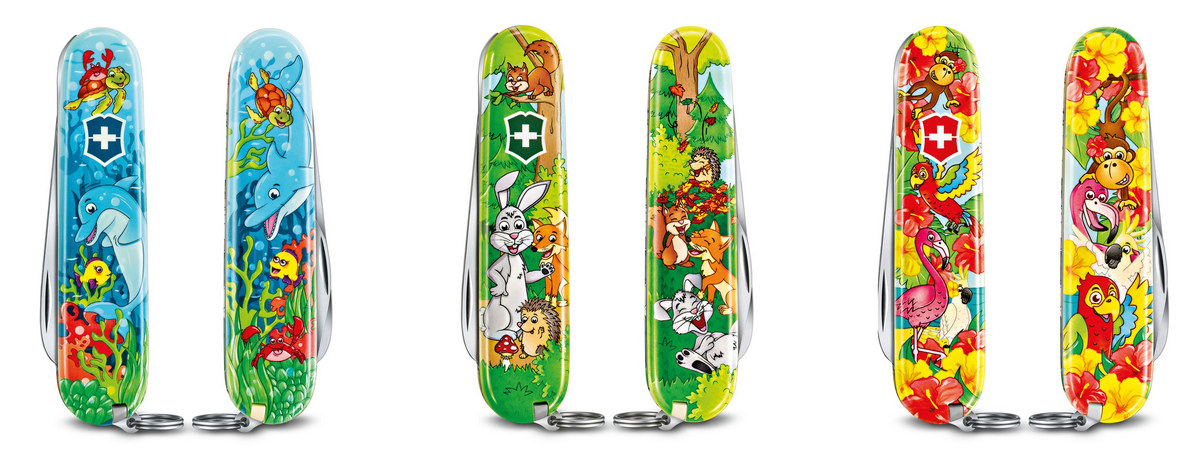 My First Victorinox Children Sets, Animal Edition - Dolphin, Rabbit and Parrot